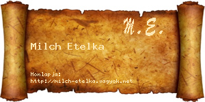 Milch Etelka névjegykártya